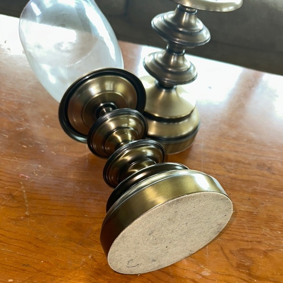 Vintage Brass Hurricane Candle holders Glass Chimney Regency Style - Picture 8 of 9